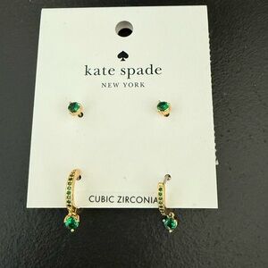 Kate Spade NWT crystal stud, and huggie earrings set